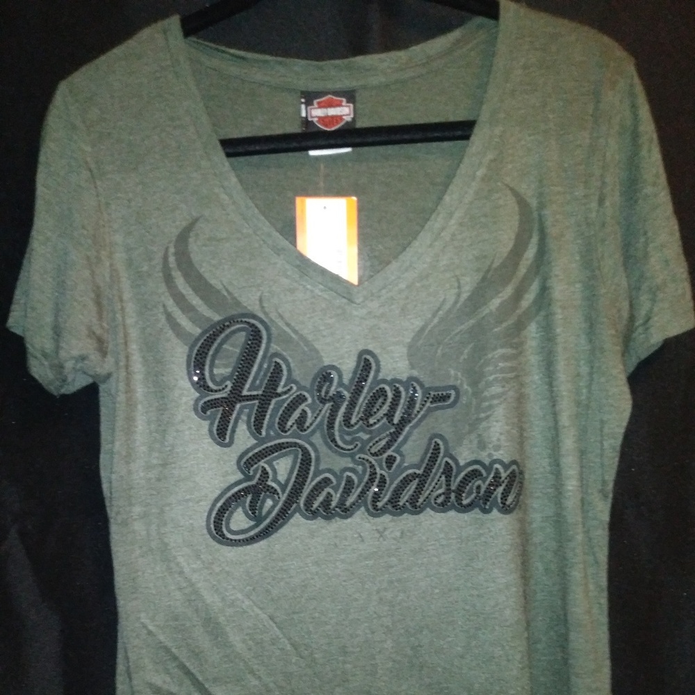 Harley Davidson Women's Bling V-Neck - L